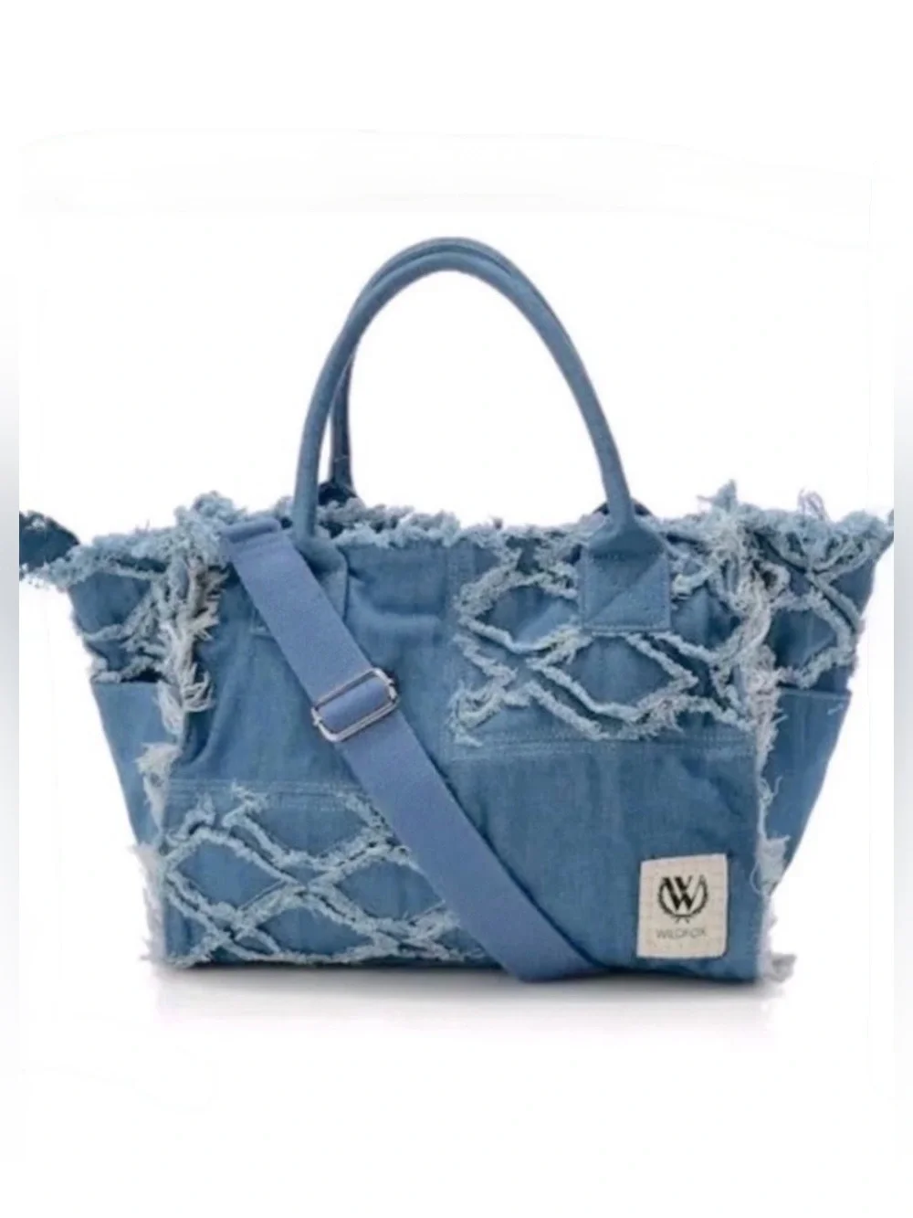 Wildfox Frayed Denim Tote Bag - Blue